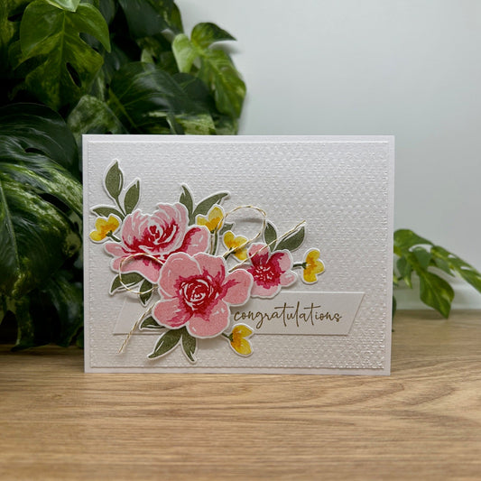 Pink Rose Congratulation Card