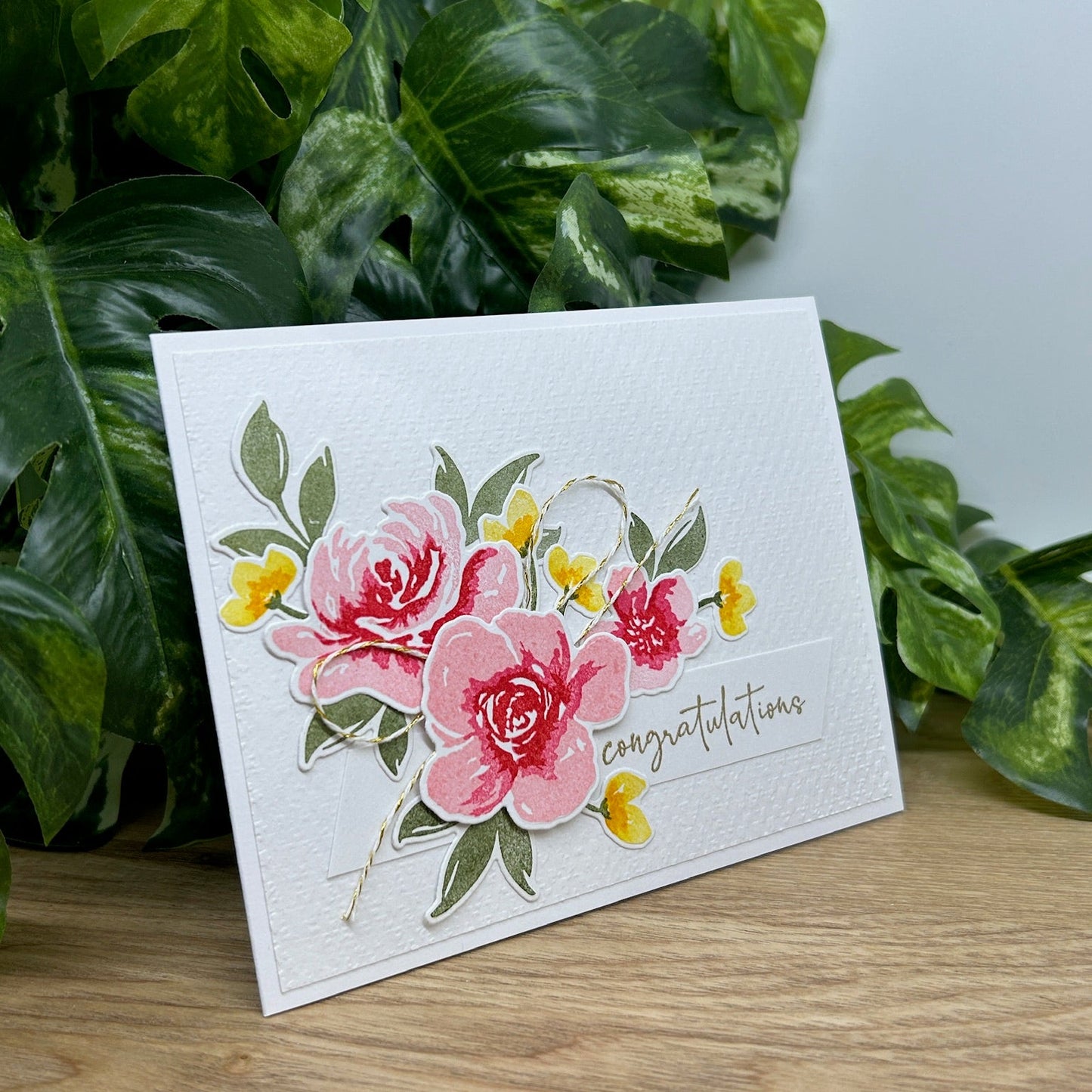 Pink Rose Congratulation Card