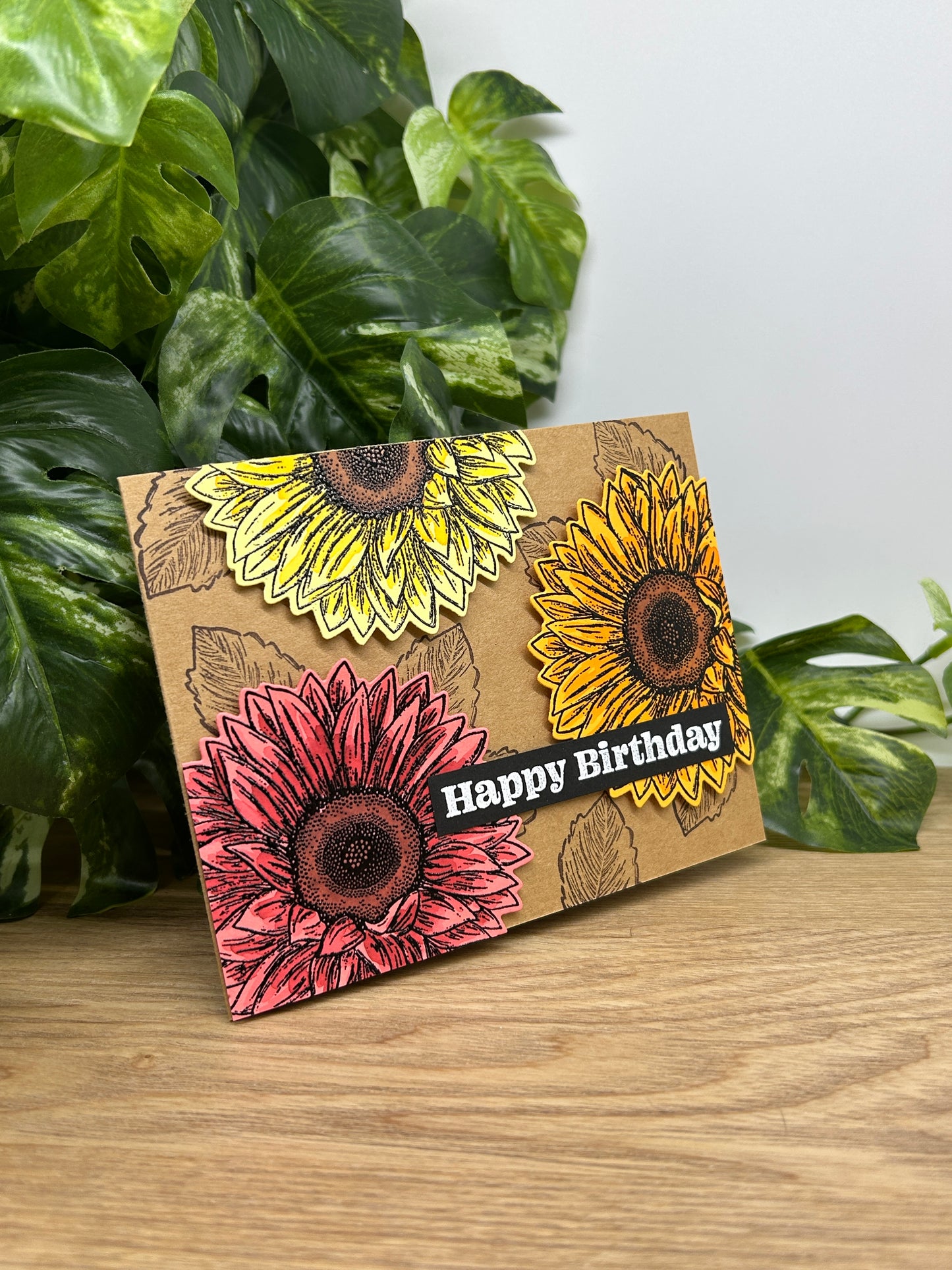 Sunflower Trio Handmade Birthday Card