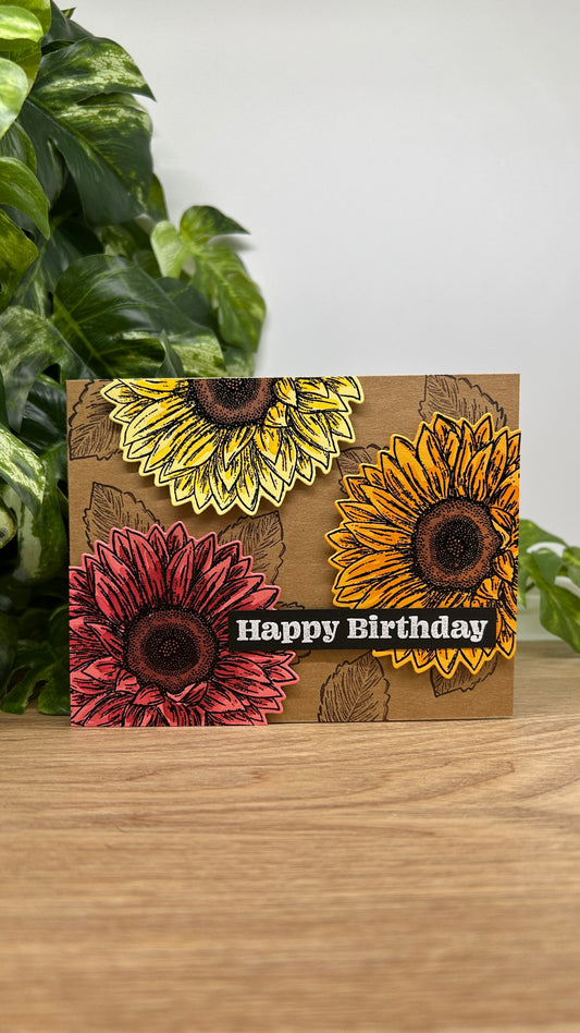 Sunflower Trio Handmade Birthday Card
