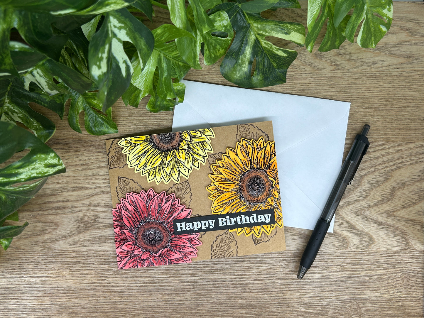 Sunflower Trio Handmade Birthday Card