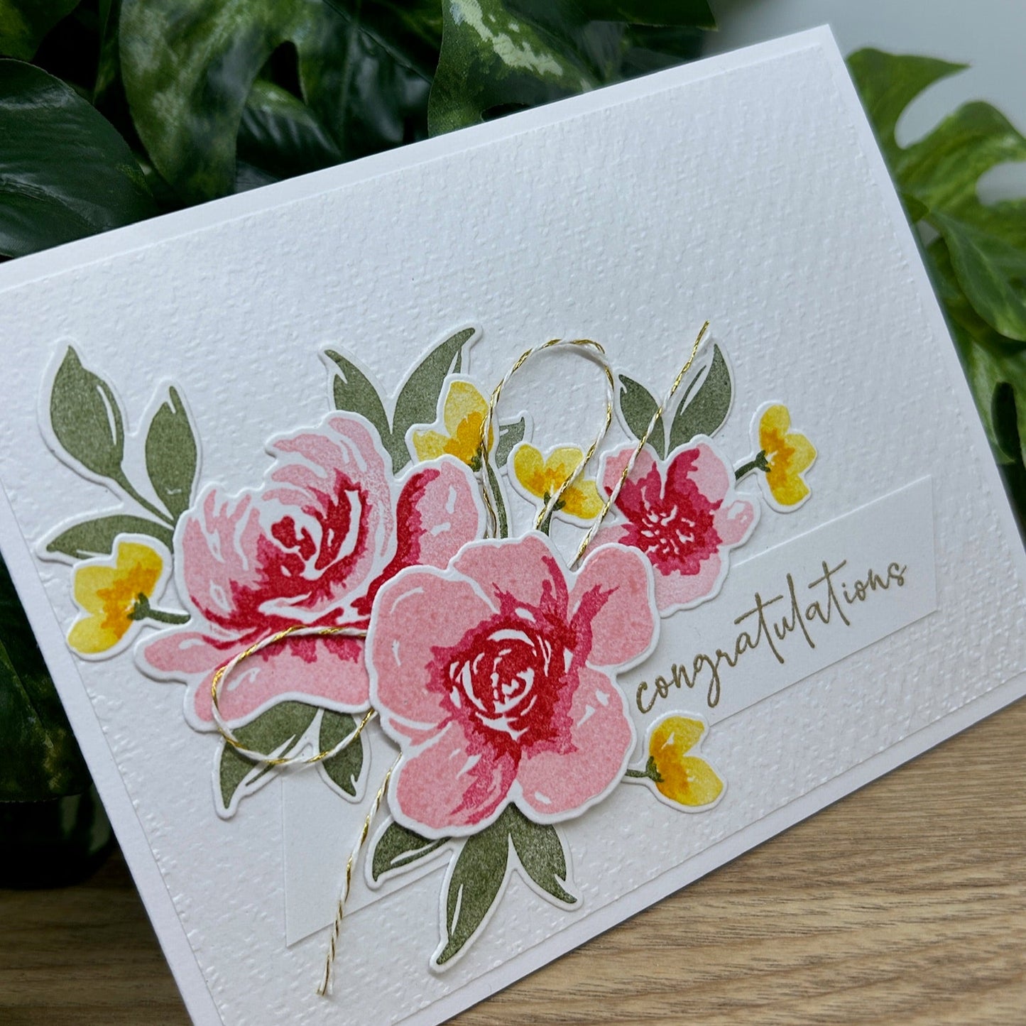 Pink Rose Congratulation Card