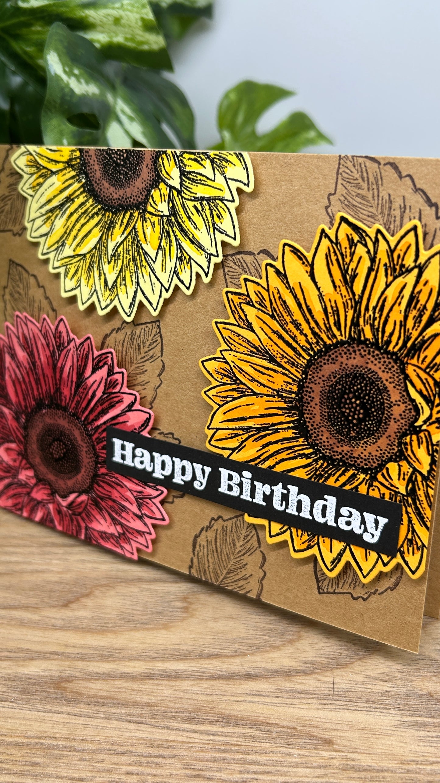 Sunflower Trio Handmade Birthday Card