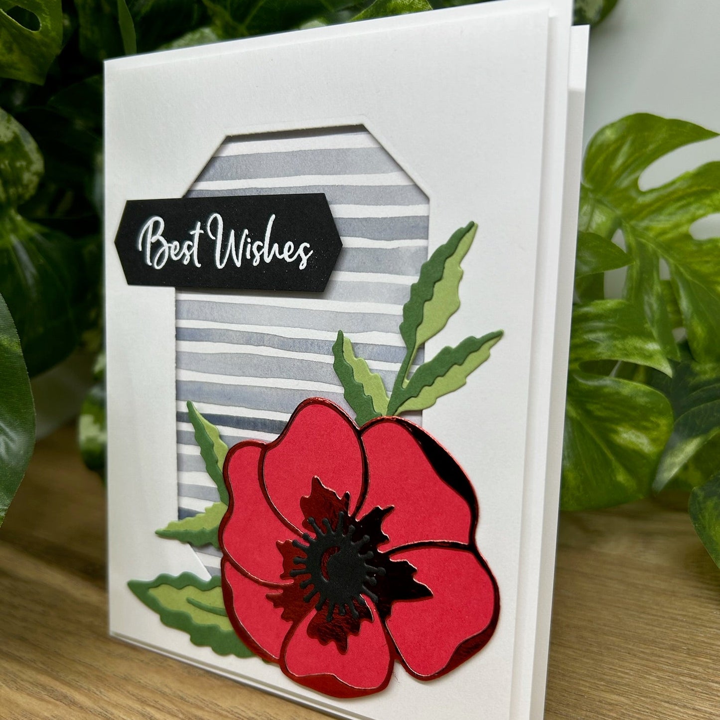 Best Wishes Poppy Handmade Card