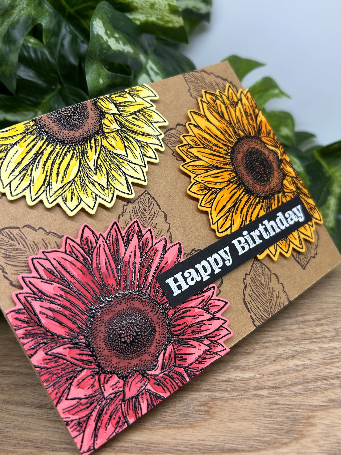Sunflower Trio Handmade Birthday Card