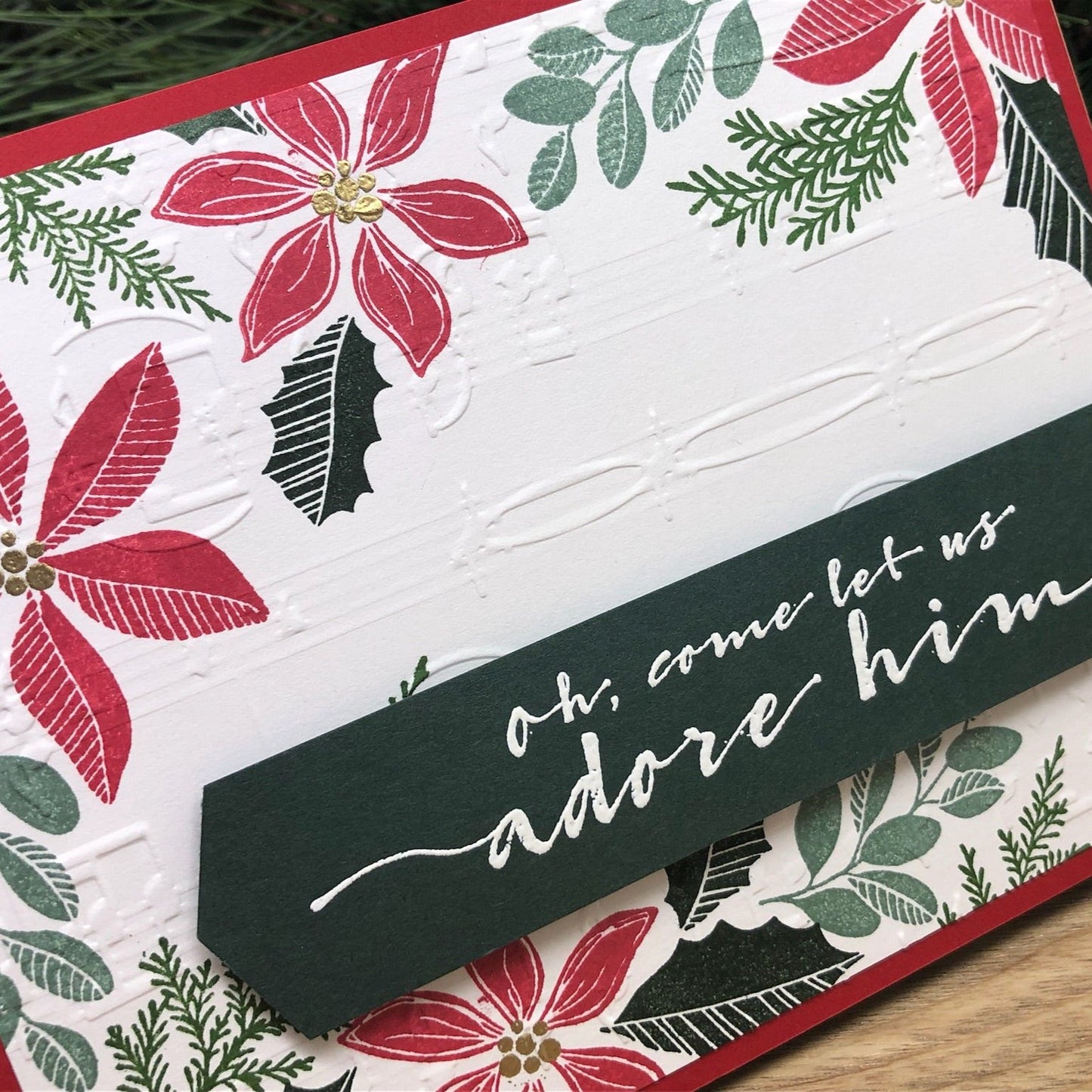 Adore Him Poinsettia Handmade Christmas Card