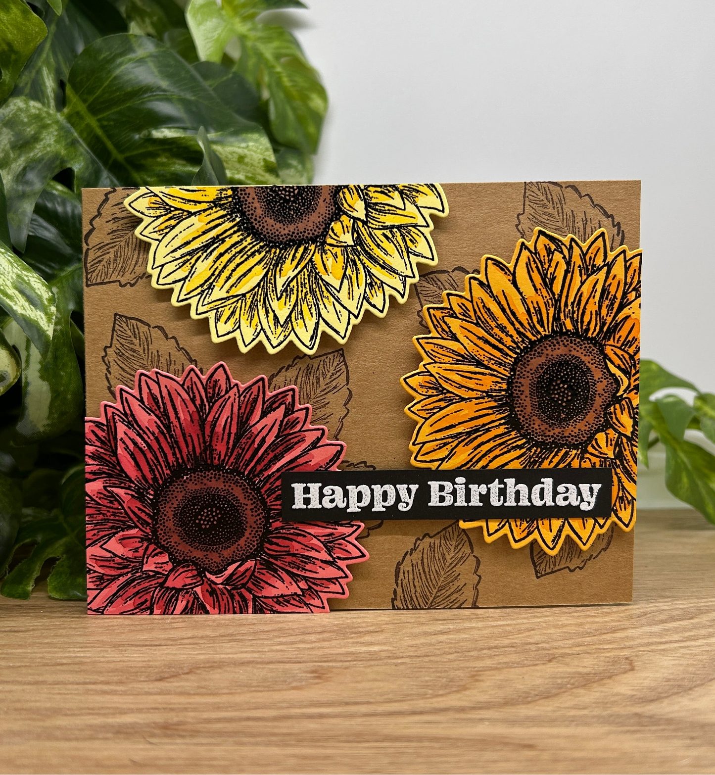 Sunflower Trio Handmade Birthday Card