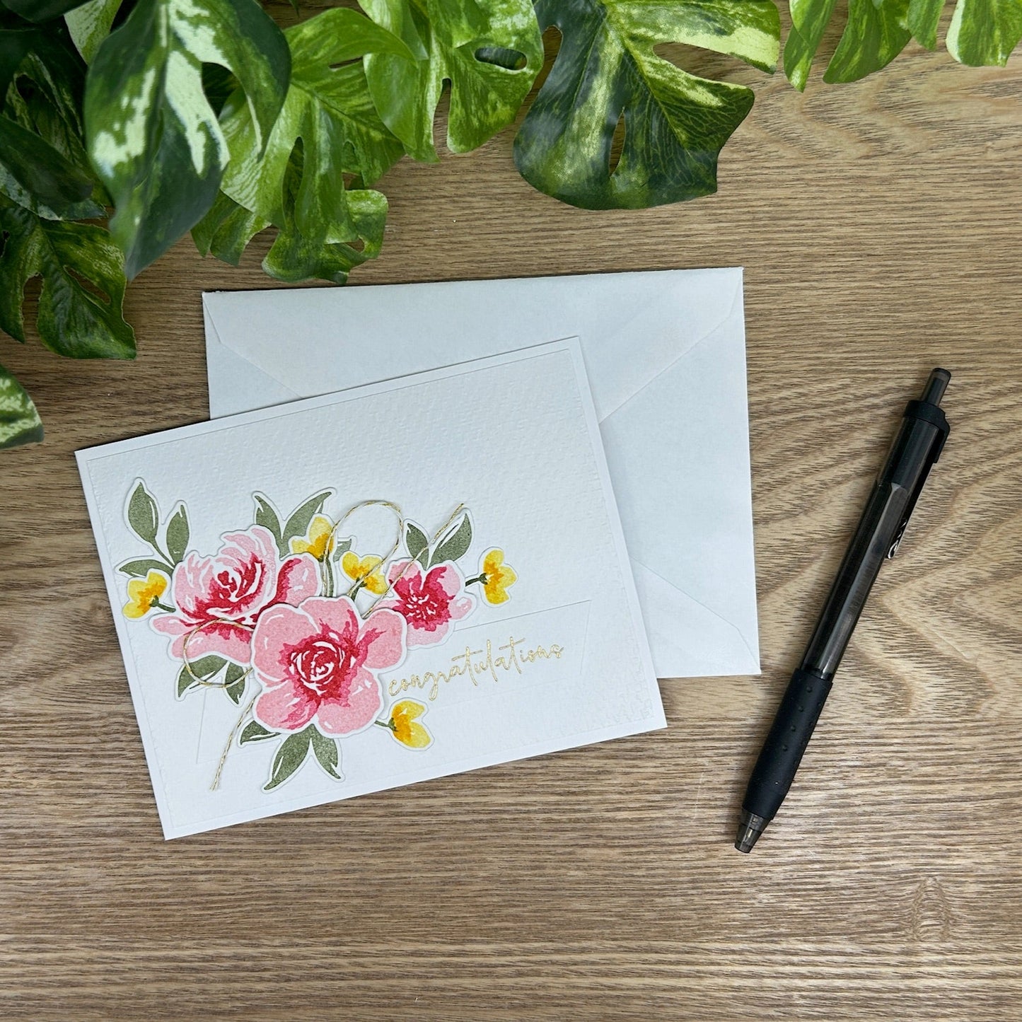 Pink Rose Congratulation Card