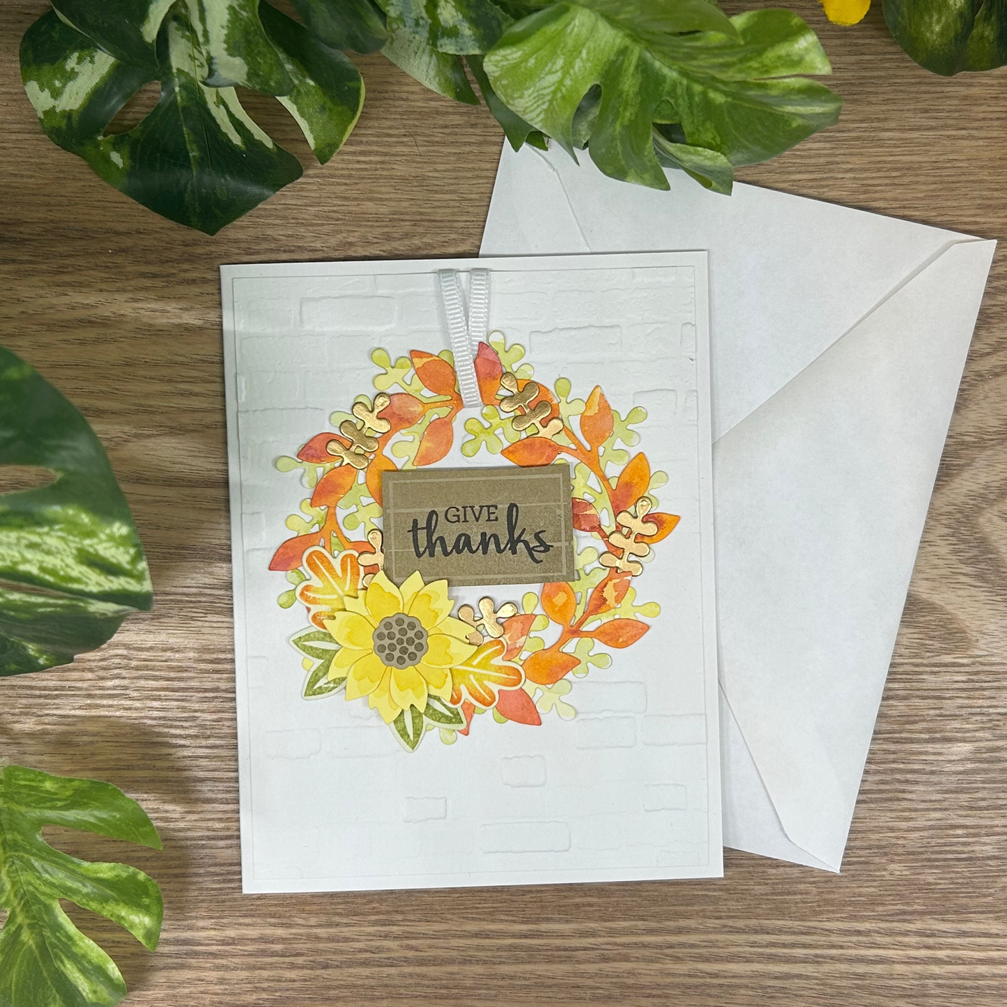 Give Thanks Wreath Handmade Card