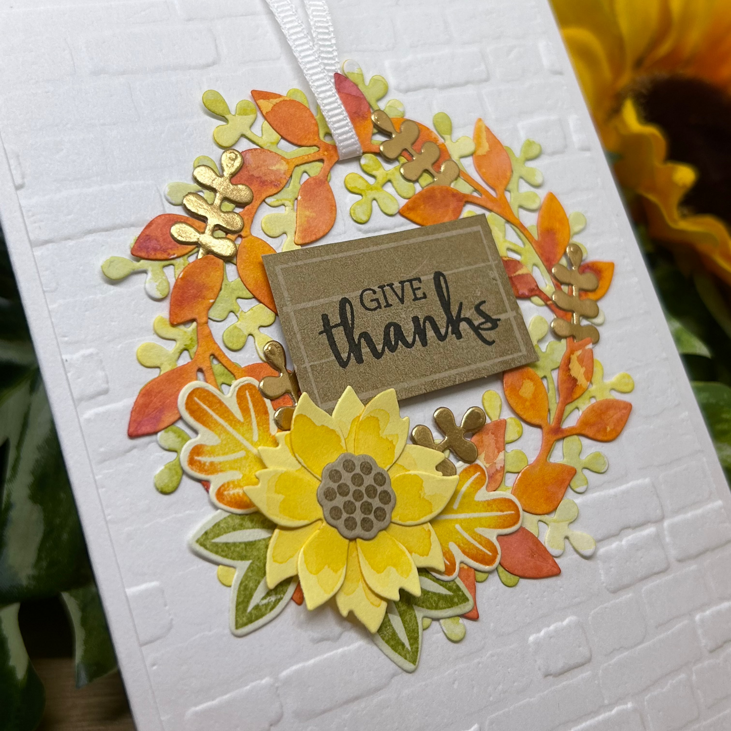 Give Thanks Wreath Handmade Card