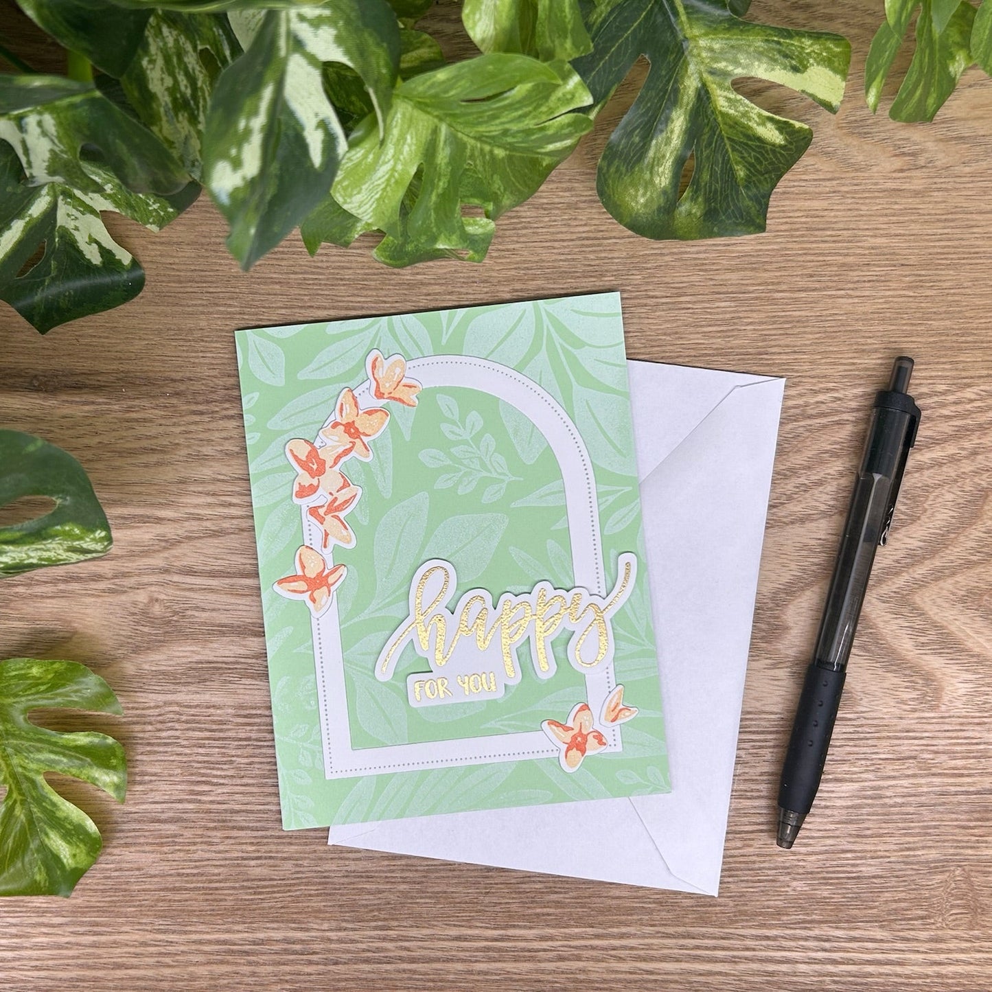 Happy for You Floral Arch Handmade Card