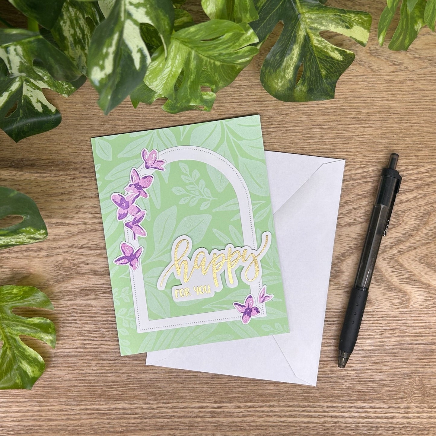 Happy for You Floral Arch Handmade Card
