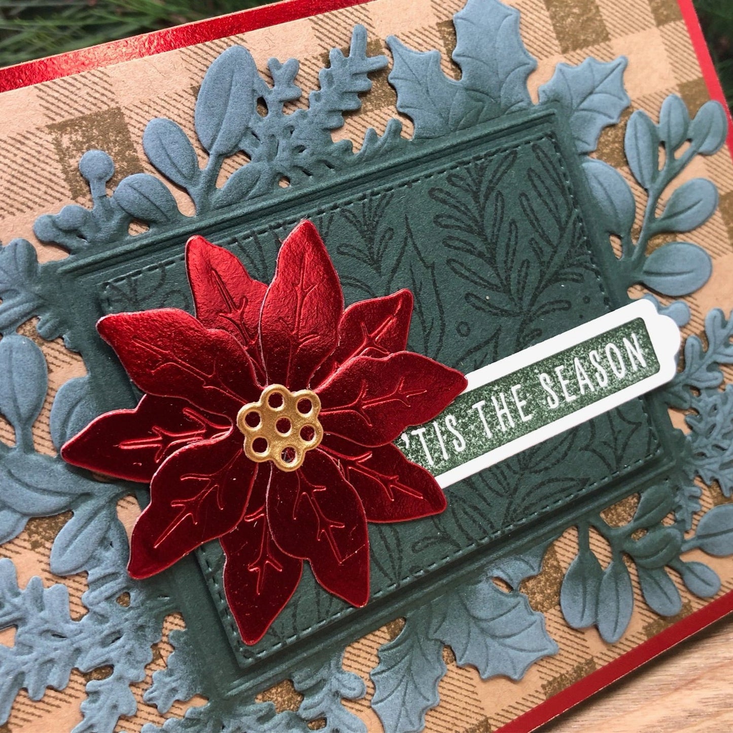 Poinsettia ‘Tis the Season Handmade Christmas Card