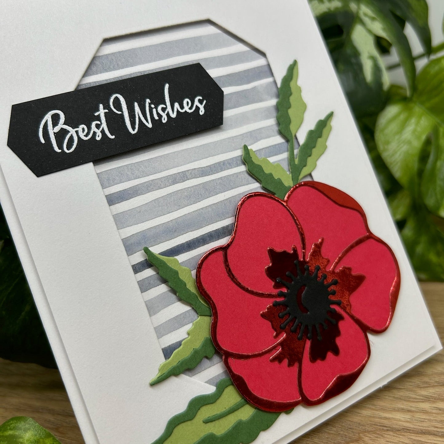 Best Wishes Poppy Handmade Card