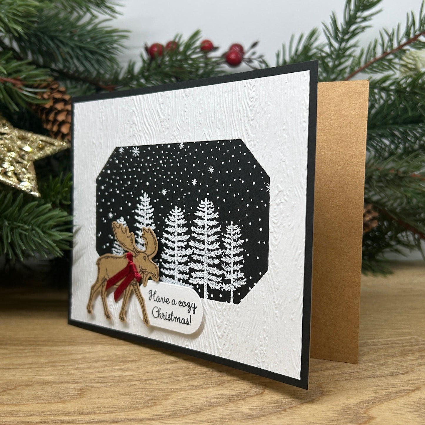 Cozy Moose Handmade Christmas Card