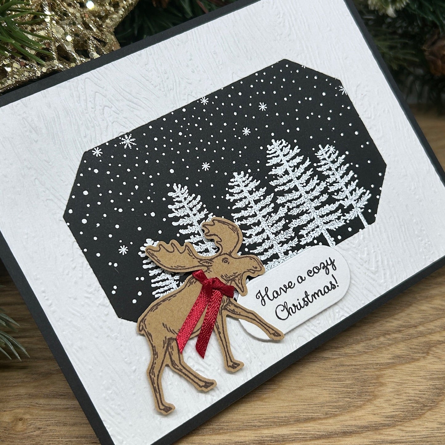 Cozy Moose Handmade Christmas Card