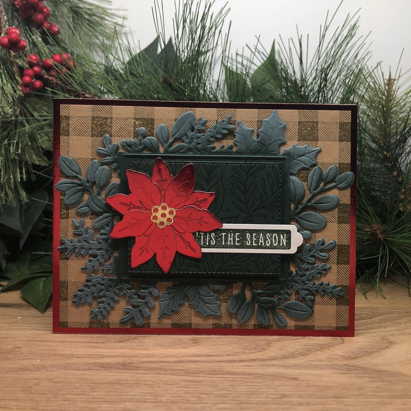 Poinsettia ‘Tis the Season Handmade Christmas Card