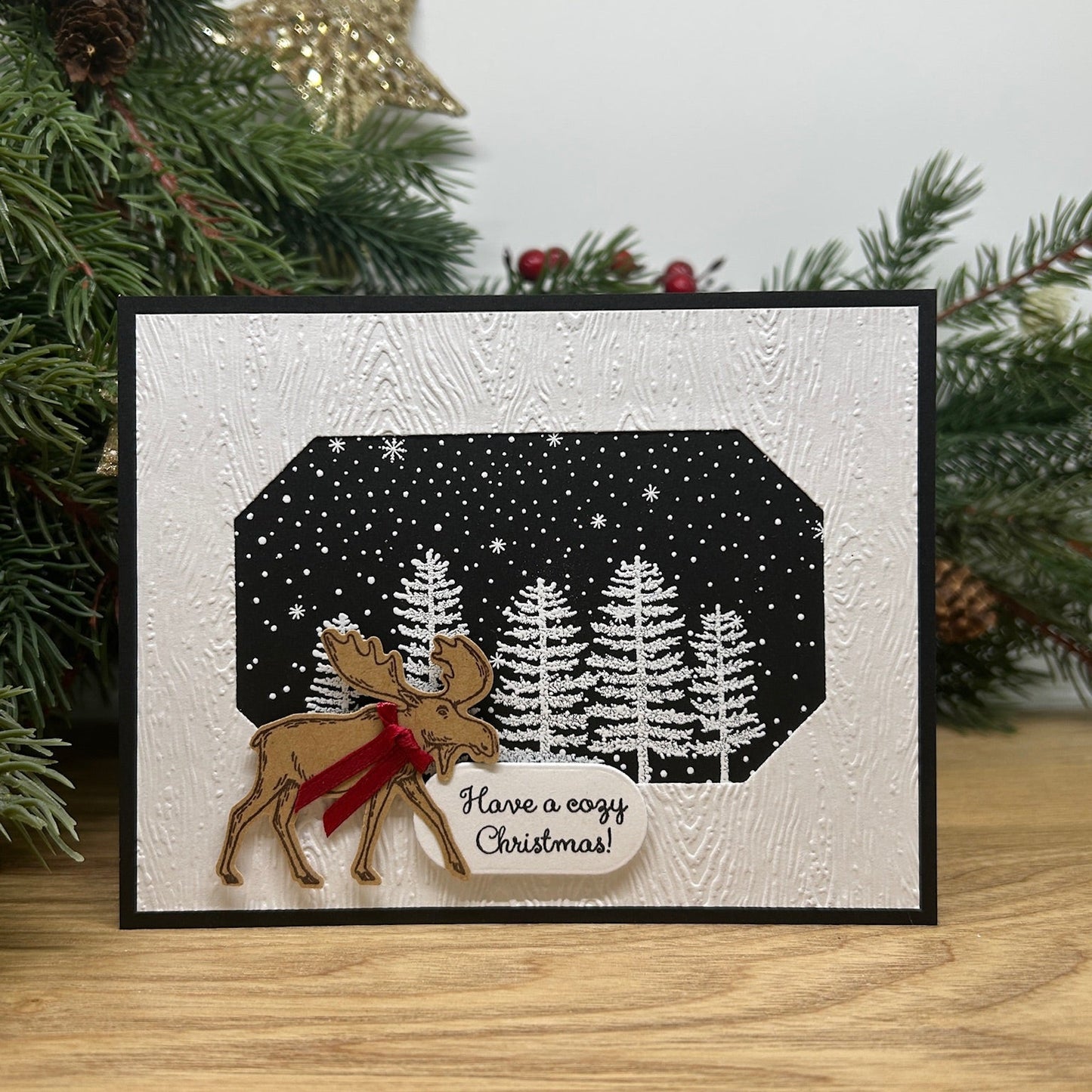 Cozy Moose Handmade Christmas Card
