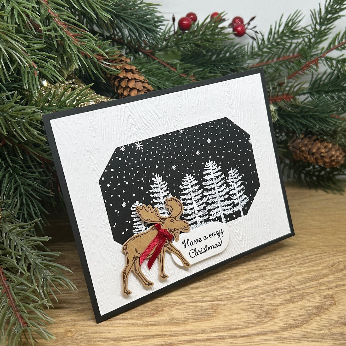 Cozy Moose Handmade Christmas Card