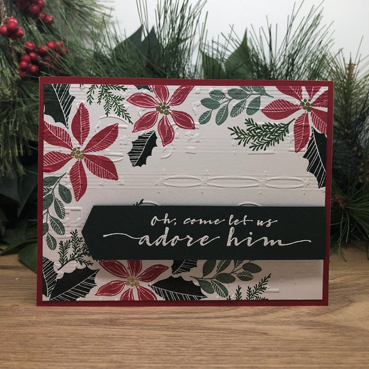 Adore Him Poinsettia Handmade Christmas Card