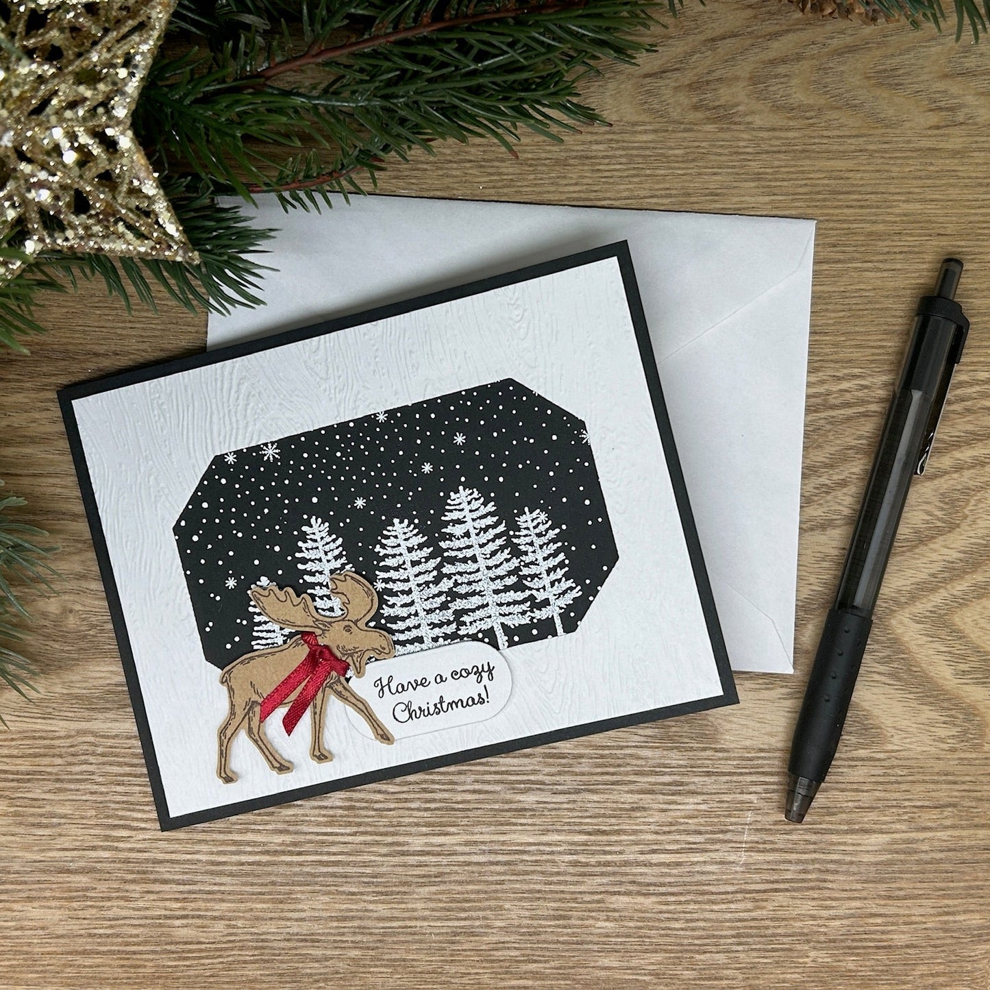 Cozy Moose Handmade Christmas Card