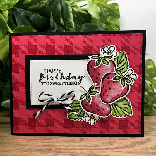 Sweet Strawberry Handmade Birthday Card